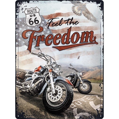 TIN SIGN 30x40CM ROUTE 66 FREEDOM