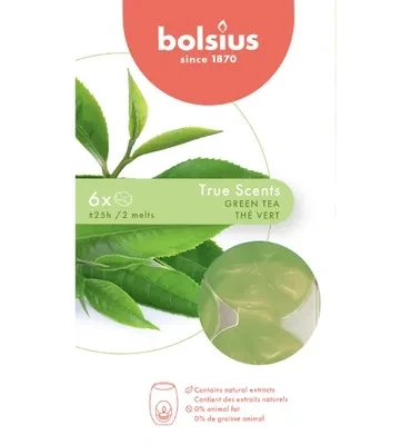 Bolsius Wax Pack of 6 True Scents Green tea