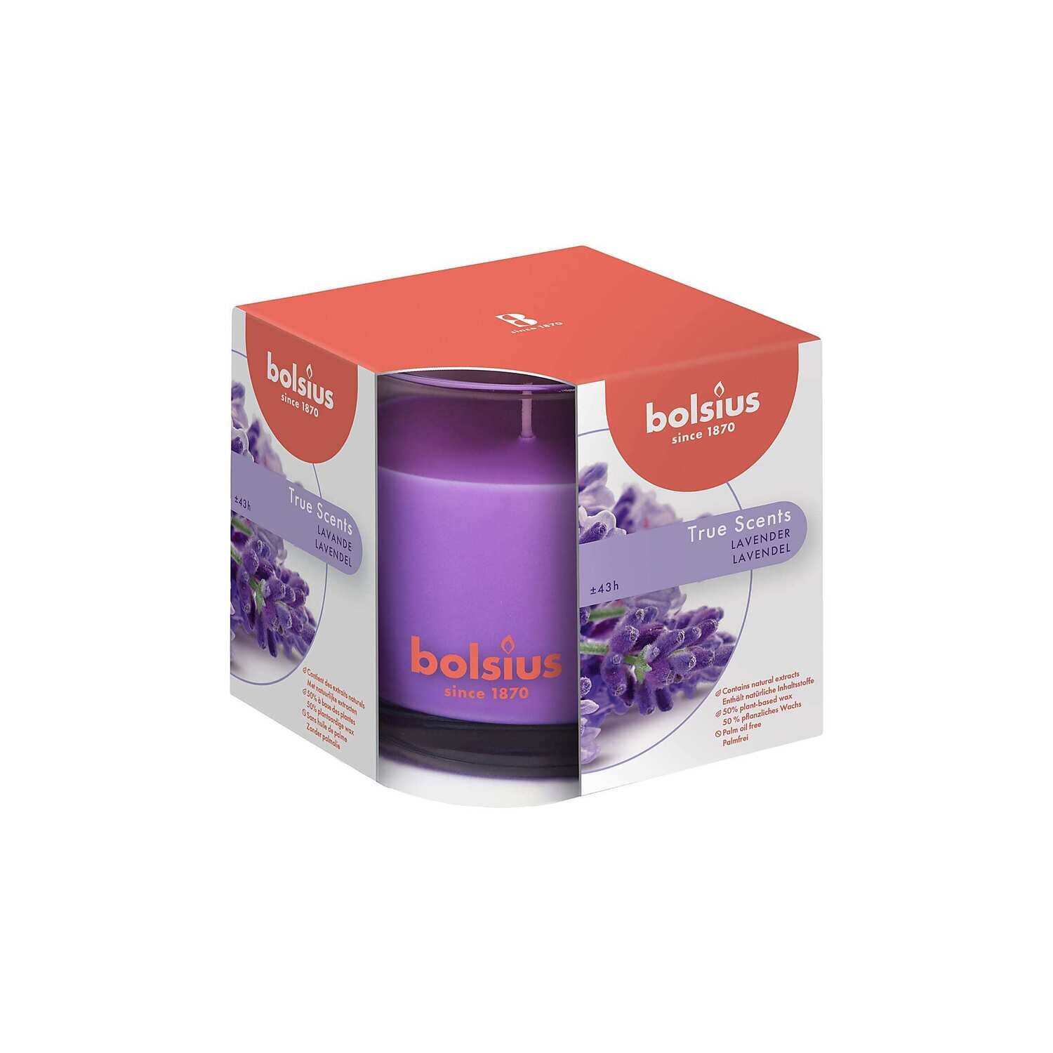Bolsius scented candle True Scents lavender 9.5x9.5cm