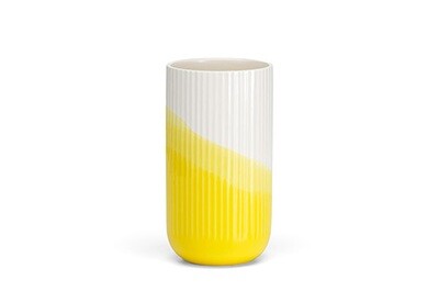 Herringbone vase ribbed yellow