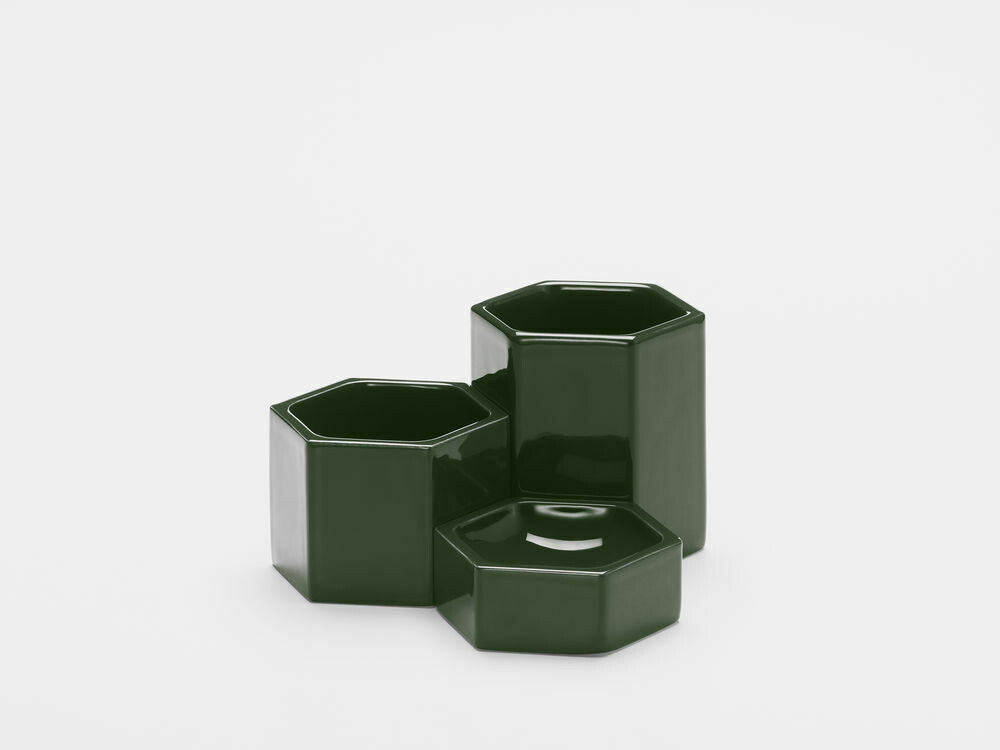 Vitra | Hexagonal container dark green set 3