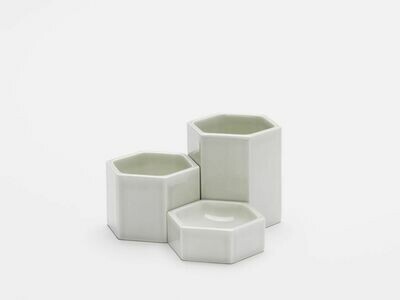 Hexagonal containers light grey set 3