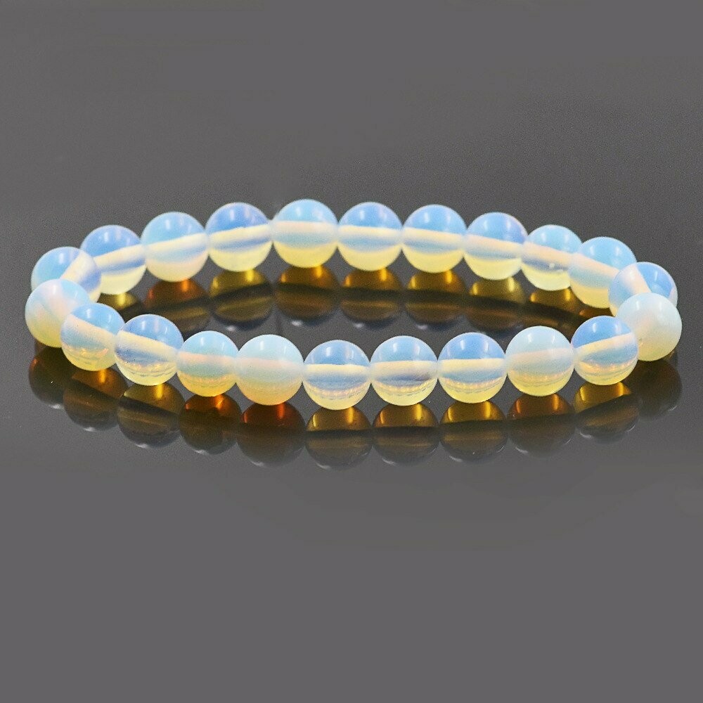 Bracelet handmade en pierre fine naturelle  opale, perles de 8 mm, diam : 5,5 cm, neuf