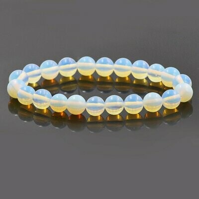 Bracelet handmade en pierre fine naturelle  opale, perles de 8 mm, diam : 5,5 cm, neuf