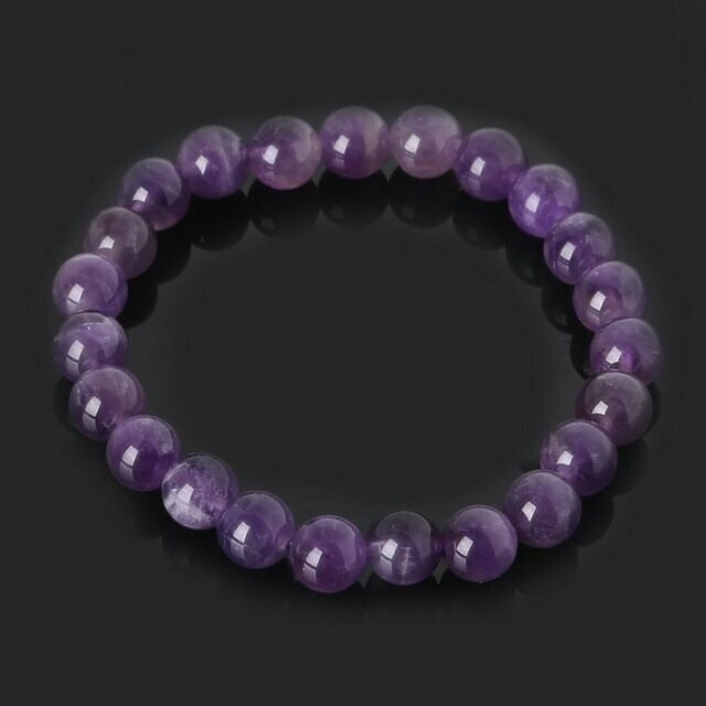 Bracelet handmade en pierre fine naturelle  améthyste, perles de 8 mm, diam : 5,5 cm, neuf