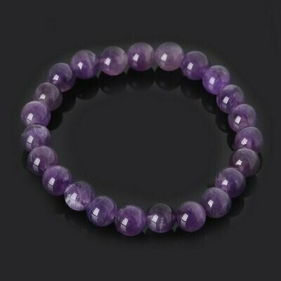 Bracelet handmade en pierre fine naturelle  améthyste, perles de 8 mm, diam : 5,5 cm, neuf