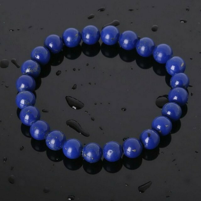 Bracelet handmade en pierre fine naturelle  lapis lazuli, perles de 8 mm, diam : 5,5 cm, neuf