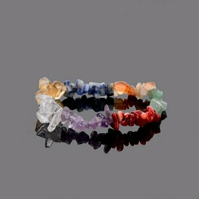 Bracelet handmade en pierres fines naturelles, perles baroques, 7 chakras, diam : 5,5 cm, neuf