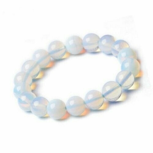 Bracelet handmade en pierre fine naturelle opale, perles de 12 mm, diam : 5,5 cm, neuf