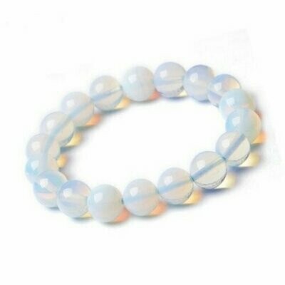 Bracelet handmade en pierre fine naturelle opale, perles de 12 mm, diam : 5,5 cm, neuf