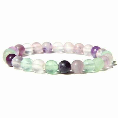 Bracelet handmade en pierre fine naturelle  fluorite, perles de 8 mm, diam : 5,5 cm, neuf