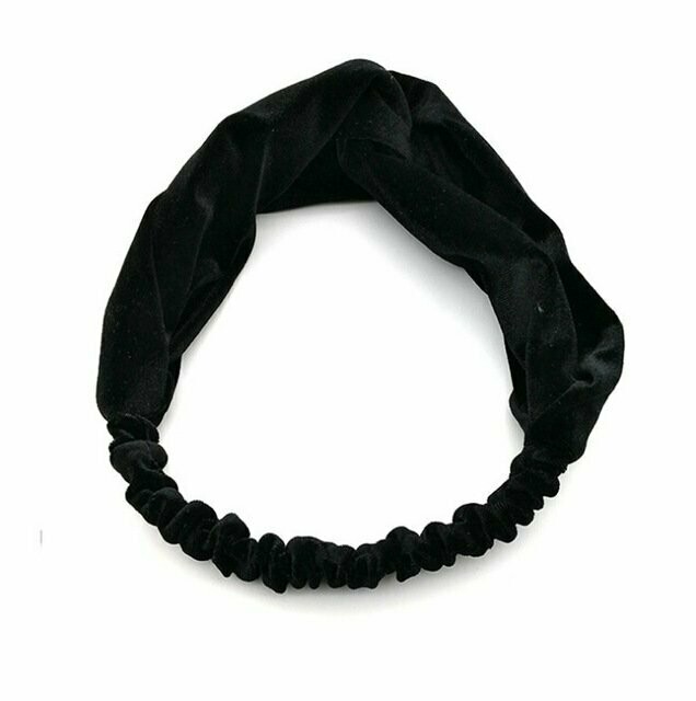Bandeau pour cheveux look rétro, en tissu velours de couleur noire, élastiqué, neuf