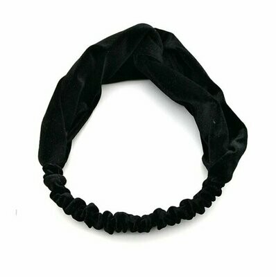Bandeau pour cheveux look rétro, en tissu velours de couleur noire, élastiqué, neuf
