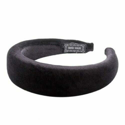 Bandeau pour cheveux look rétro, en tissu velours de couleur noire, élastiqué, neuf