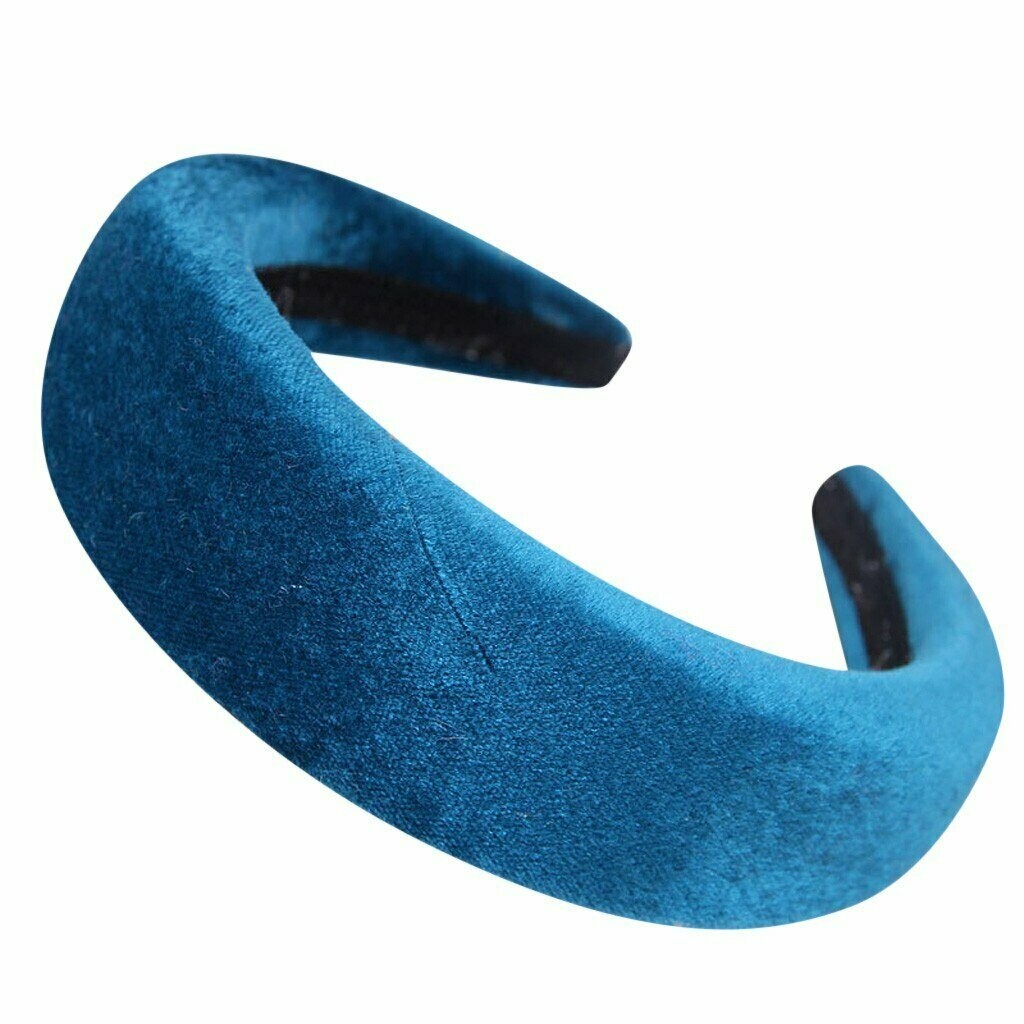 Bandeau pour cheveux look rétro, en tissu velours de couleur bleu turquoise, élastiqué, neuf