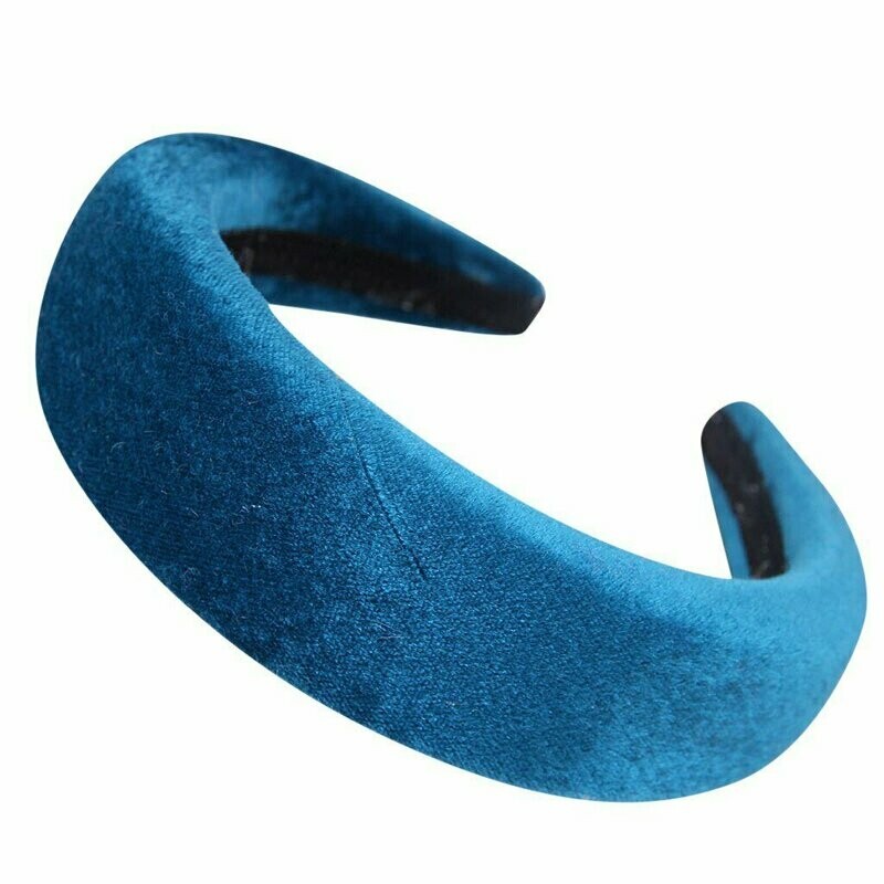 Bandeau pour cheveux look rétro, en tissu velours de couleur bleu turquoise, élastiqué, neuf