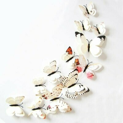 Ensemble de 12 stickers muraux 3D, motif papillon, couleur argent, neufs