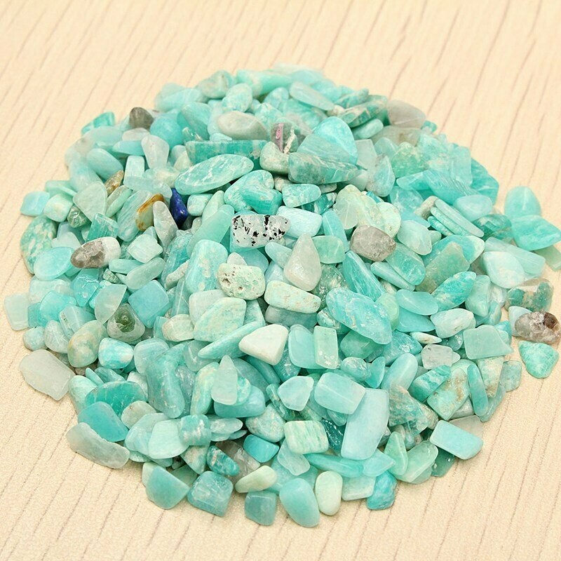 Petites pierres fines naturelles  en amazonite, de 4 à 6 mm, 50 gr, neuves