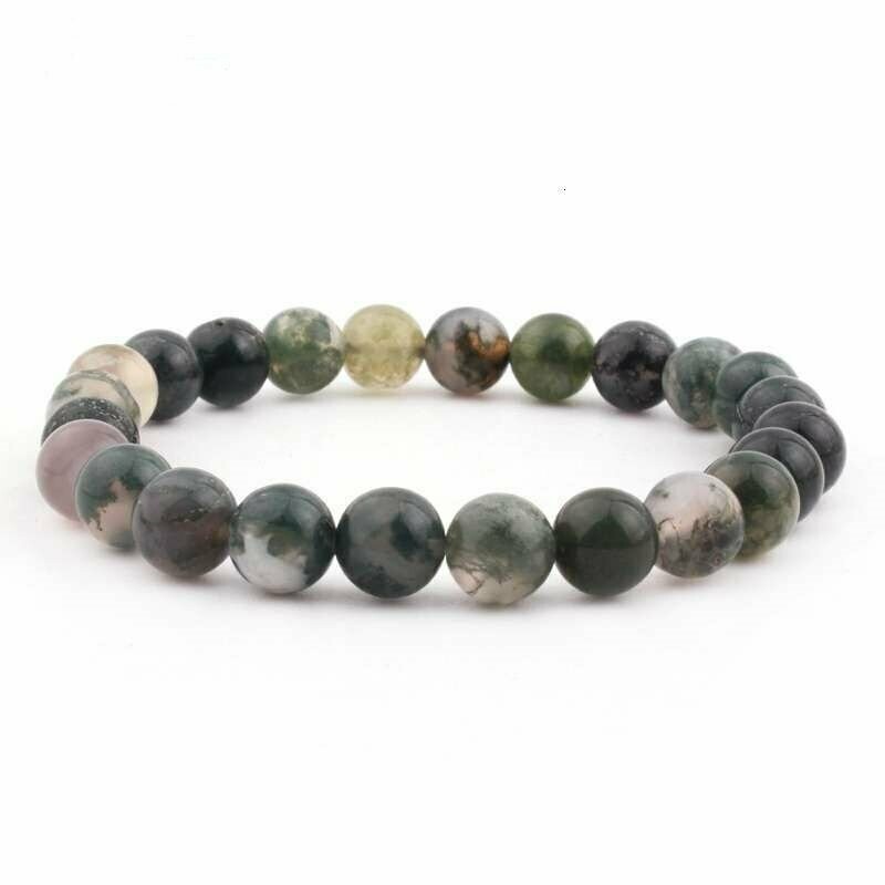 Bracelet handmade en pierre fine naturelle agate aquatique, perles de 8 mm, diam : 5,5 cm, neuf