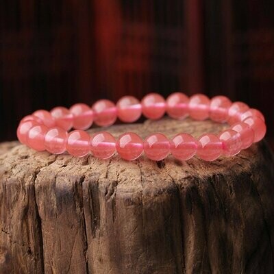 Bracelet handmade en pierre fine naturelle tourmaline rose melon d'eau , perles de 8 mm, diam : 5,5 cm, neuf
