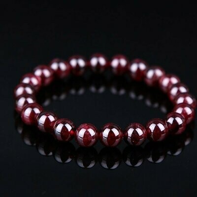 Bracelet handmade en pierre fine naturelle garnet grenat, perles de 8 mm, diam : 5,5 cm, neuf