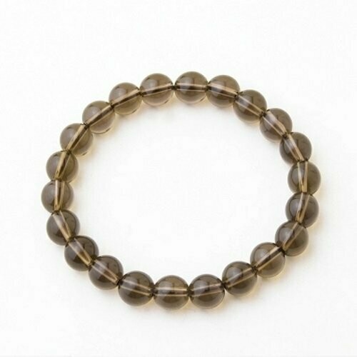 Bracelet handmade en pierre fine naturelle quartz smoke, perles de 8 mm, diam : 5,5 cm, neuf