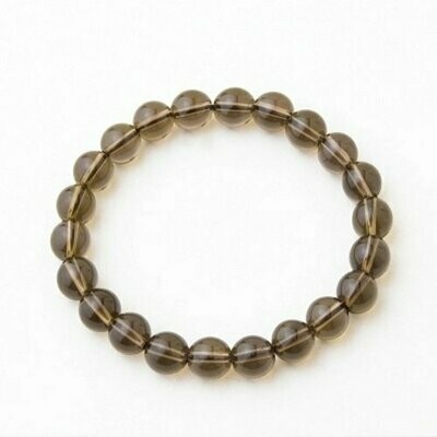 Bracelet handmade en pierre fine naturelle quartz smoke, perles de 8 mm, diam : 5,5 cm, neuf
