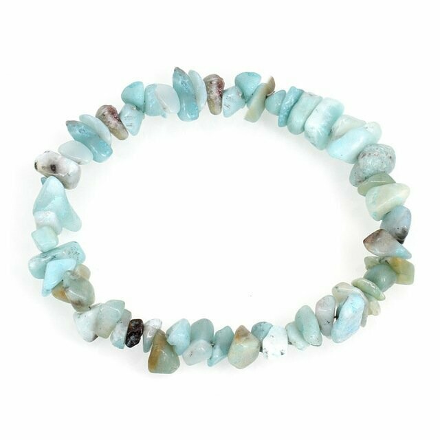 Bracelet handmade en pierre fine naturelle aigue-marine, perles baroques,  diam : 5,5 cm, neuf