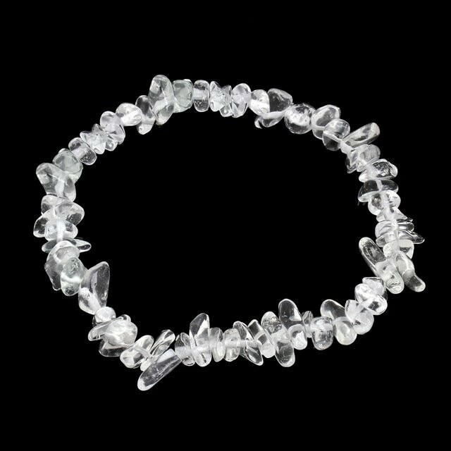 Bracelet handmade en pierre fine naturelle cristal de roche, perles baroques,  diam : 5,5 cm, neuf