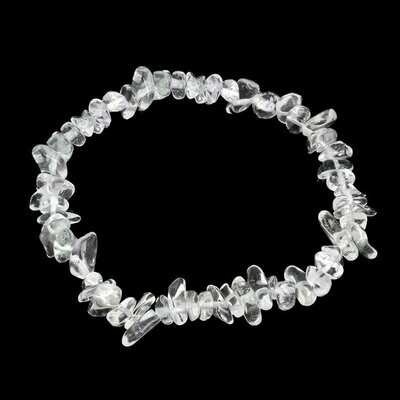 Bracelet handmade en pierre fine naturelle cristal de roche, perles baroques,  diam : 5,5 cm, neuf