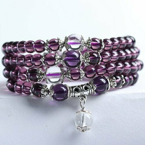Bracelet handmade en pierre fine naturelle quartz pourpre, perles de 6 mm de diam, longueur : 72 cm, neuf Bracelet handmade en pierre fine naturelle quartz pourpre, perles de 6 mm de diam, longueur : 72 cm, neuf