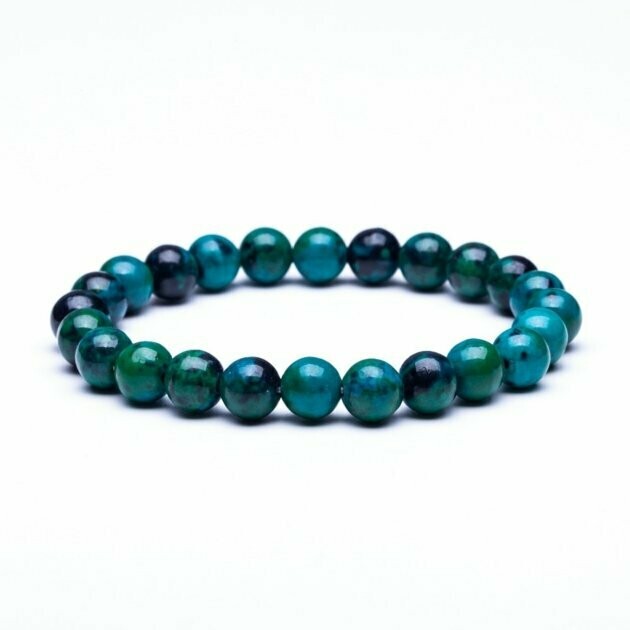 Bracelet handmade en pierre fine naturelle pierre de chrysocolle, perles de 8 mm, diam : 5,5 cm, neuf Bracelet handmade en pierre fine naturelle pierre de chrysocolle, perles de 8 mm, diam : 5,5 cm, neuf