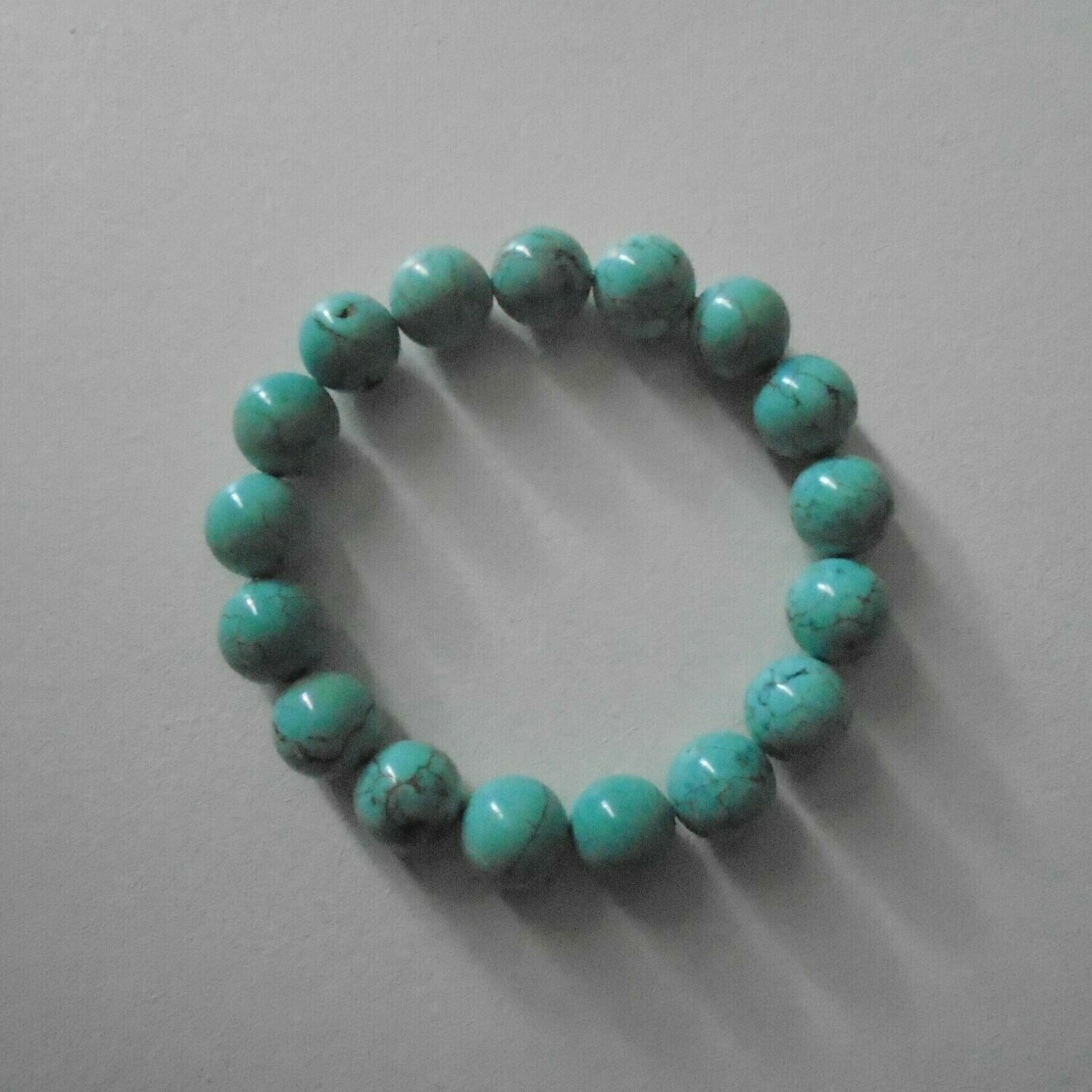 Bracelet handmade en pierre fine naturelle turquoise, perles de 1 cm, diam : 5,5 cm, neuf