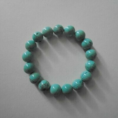 Bracelet handmade en pierre fine naturelle turquoise, perles de 1 cm, diam : 5,5 cm, neuf