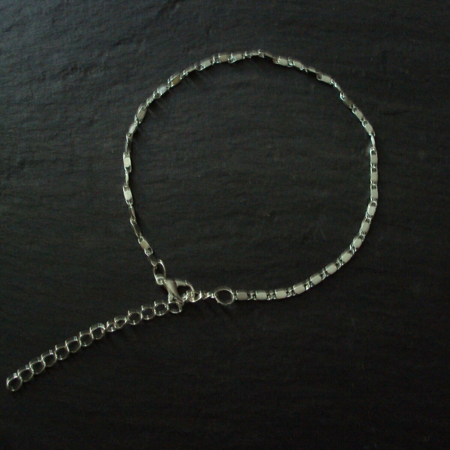 Bracelet chevilles mailles serpent fines, plaqué argent sterling 925 rhodié, neuf