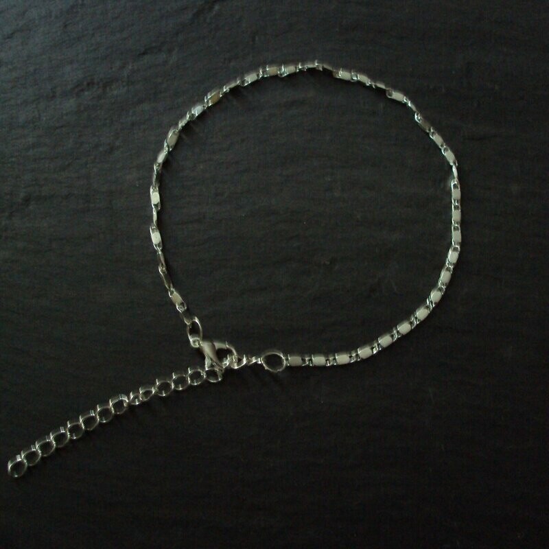 Bracelet chevilles mailles serpent fines, plaqué argent sterling 925 rhodié, neuf