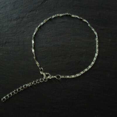Bracelet chevilles mailles serpent fines, plaqué argent sterling 925 rhodié, neuf