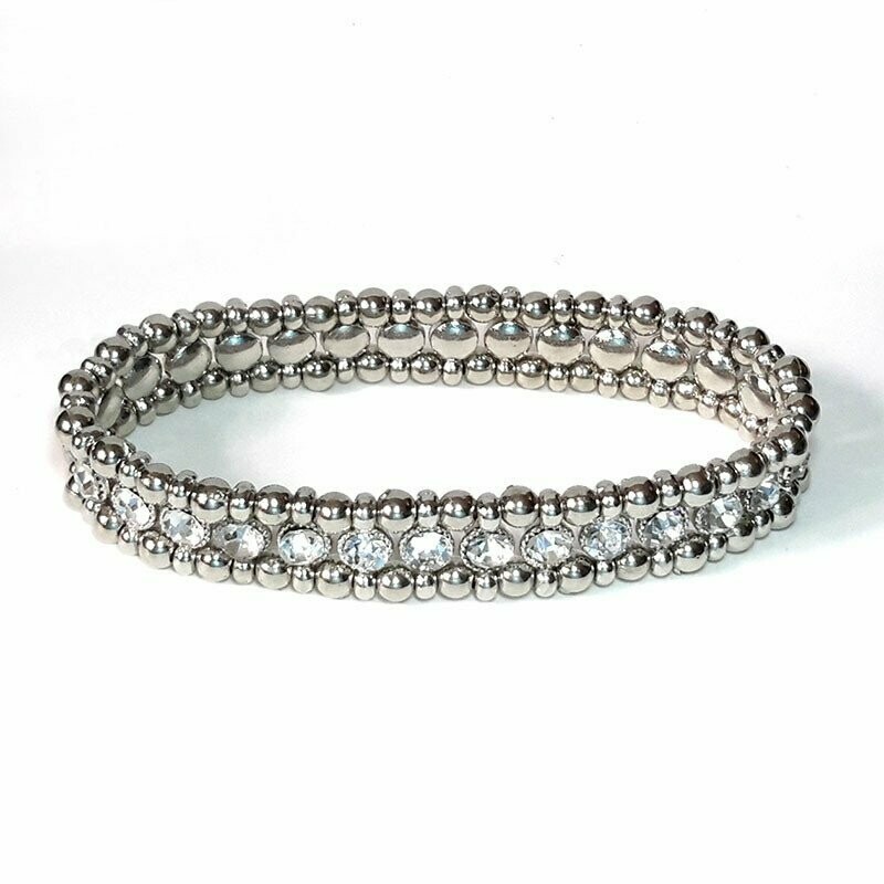 Bracelet  mailles, modèle rétro antique, romain, perles métal et cristal autrichien, neuf  - livraison gratuite -