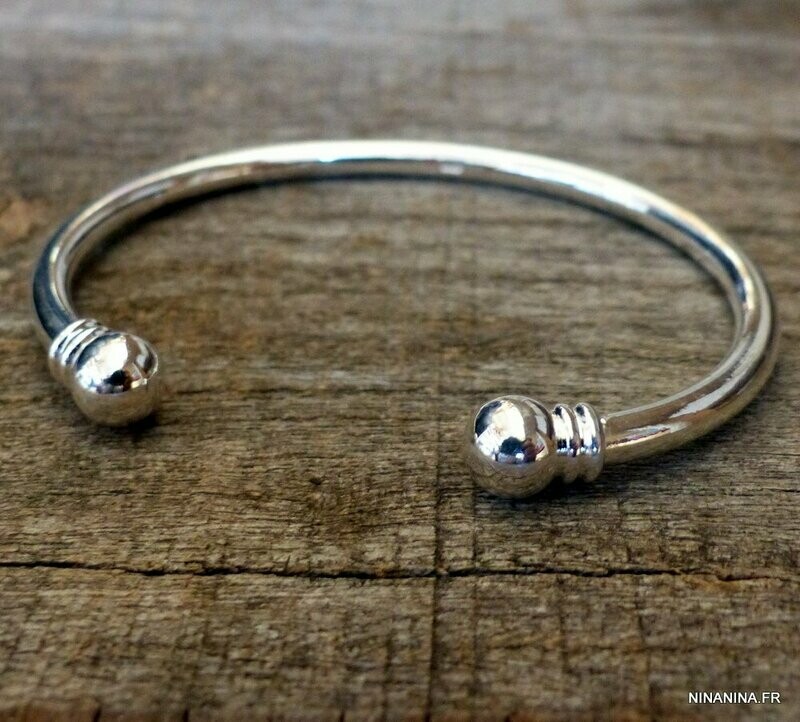 Bracelet modèle jonc, plaqué argent sterling 925 rhodié, neuf