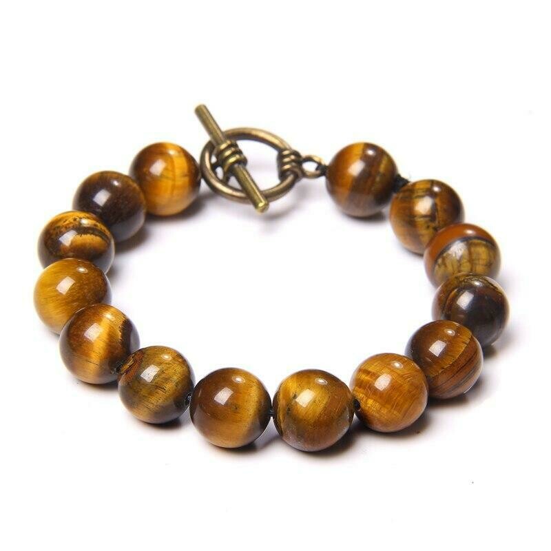 Bracelet handmade en pierre fine naturelle oeil de tigre, perles de 12 mm, diam : 6 cm, neuf Bracelet handmade en pierre fine naturelle oeil de tigre, perles de 12 mm, diam : 6 cm, neuf