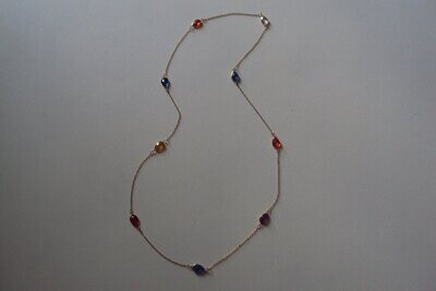 Collier sautoir, perles en cristal fantaisie colorées,  longueur : 91 cm, neuf