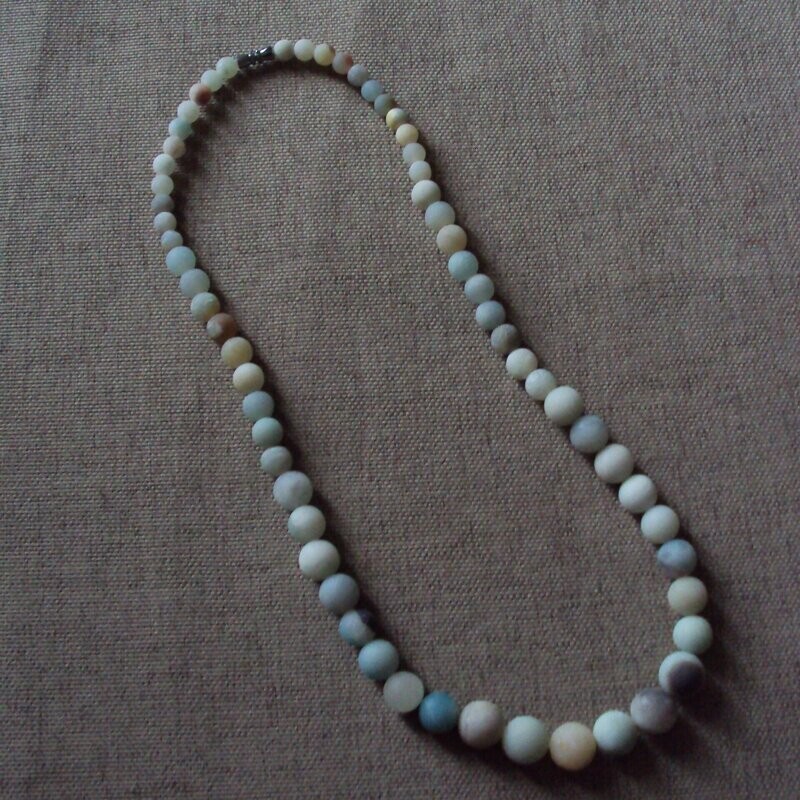 Collier natural chic,  handmade, en pierre fine naturelle 'sablée' amazonite, 50  cm, neuf