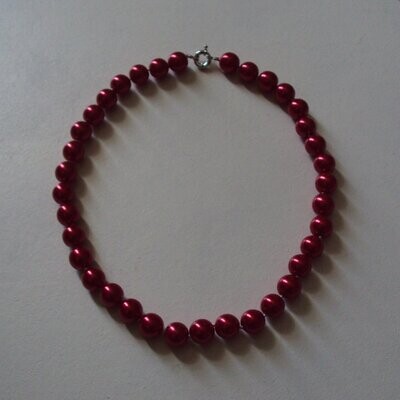 Collier natural chic,  handmade, avec véritables perles d'eau douce, nacre rouge, 45 cm, neuf