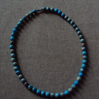 Collier natural chic,  handmade, en pierre fine naturelle jaspe sédimentaire, perles de 8 mm, 45  cm, neuf
