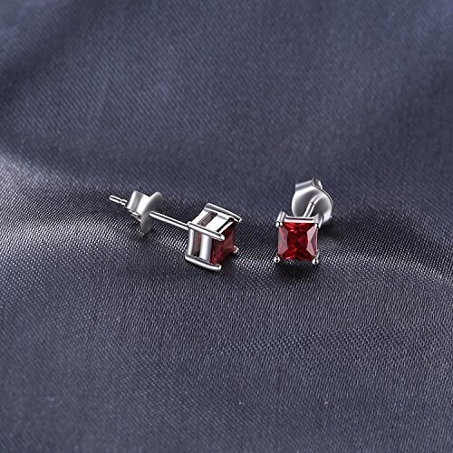 Boucles d'oreilles modèle "puces", avec pierre fine naturelle rubis de 0,54 carats, fermoir en argent sterling 925, neuves