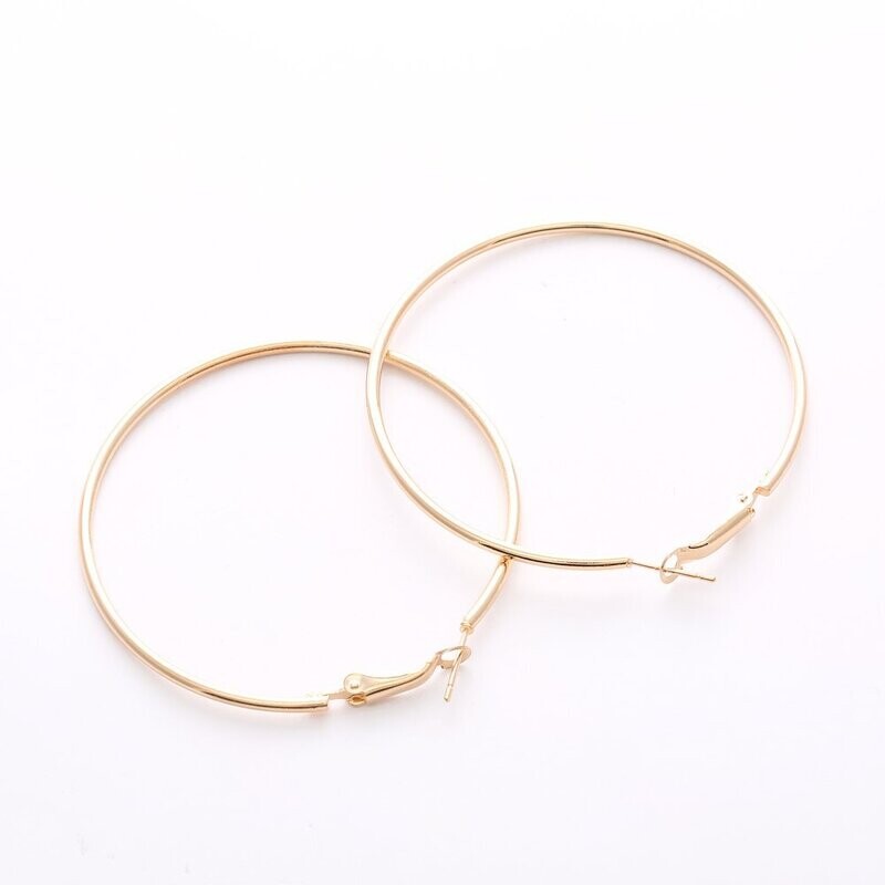 Boucles d'oreilles anneau, métal  alliage de zinc plaqué or, 3 cm, neuves   - ?livraison gratuite -