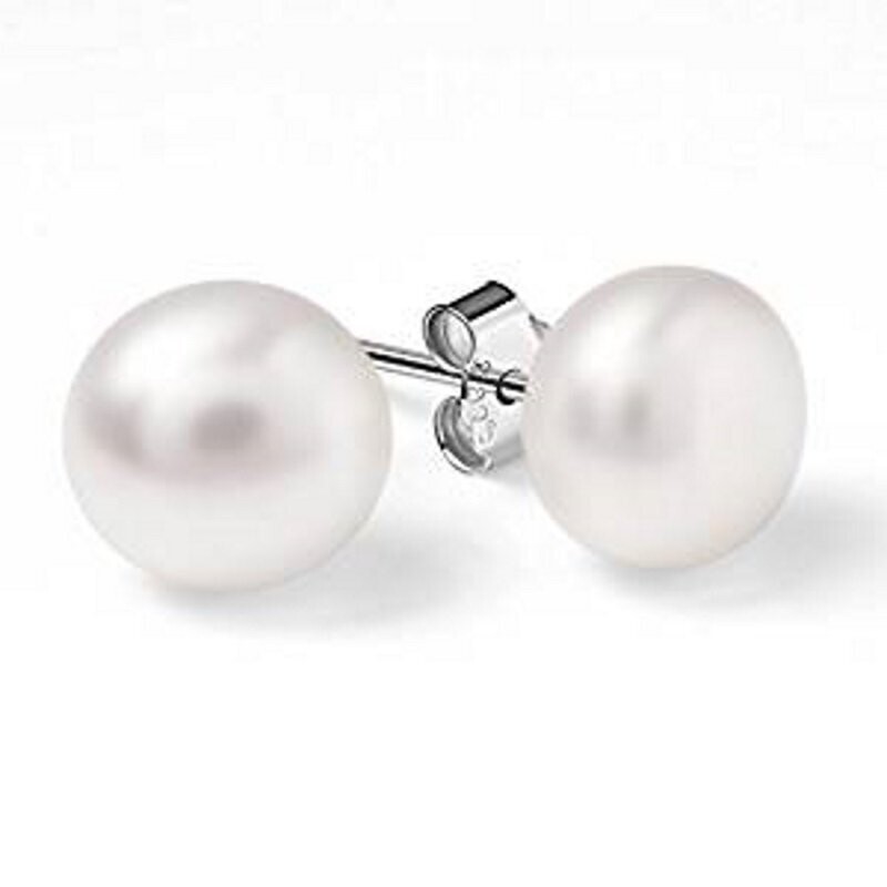 Boucles d'oreilles avec perles de culture en nacre naturel blanc, et métal argent alliage de zinc, neuves -?  livraison gratuite -