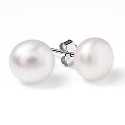Boucles d'oreilles avec perles de culture en nacre naturel blanc, et métal argent alliage de zinc, neuves -?  livraison gratuite -