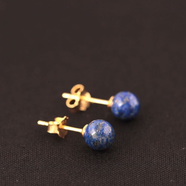 Boucles d'oreilles avec perles de 5 mm de diamètre, en pierre naturelle lapis lazuli, fermoir en alliage de cuivre, neuves - ? livraison gratuite - Boucles d'oreilles avec perles de 5 mm de diamètre, en pierre naturelle lapis lazuli, fermoir en alliage de cuivre, neuves - ? livraison gratuite -