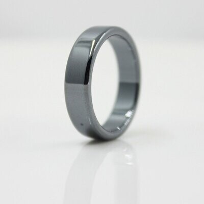 Bague anneau en pierre naturelle hématite, diam : 2 cm, neuve